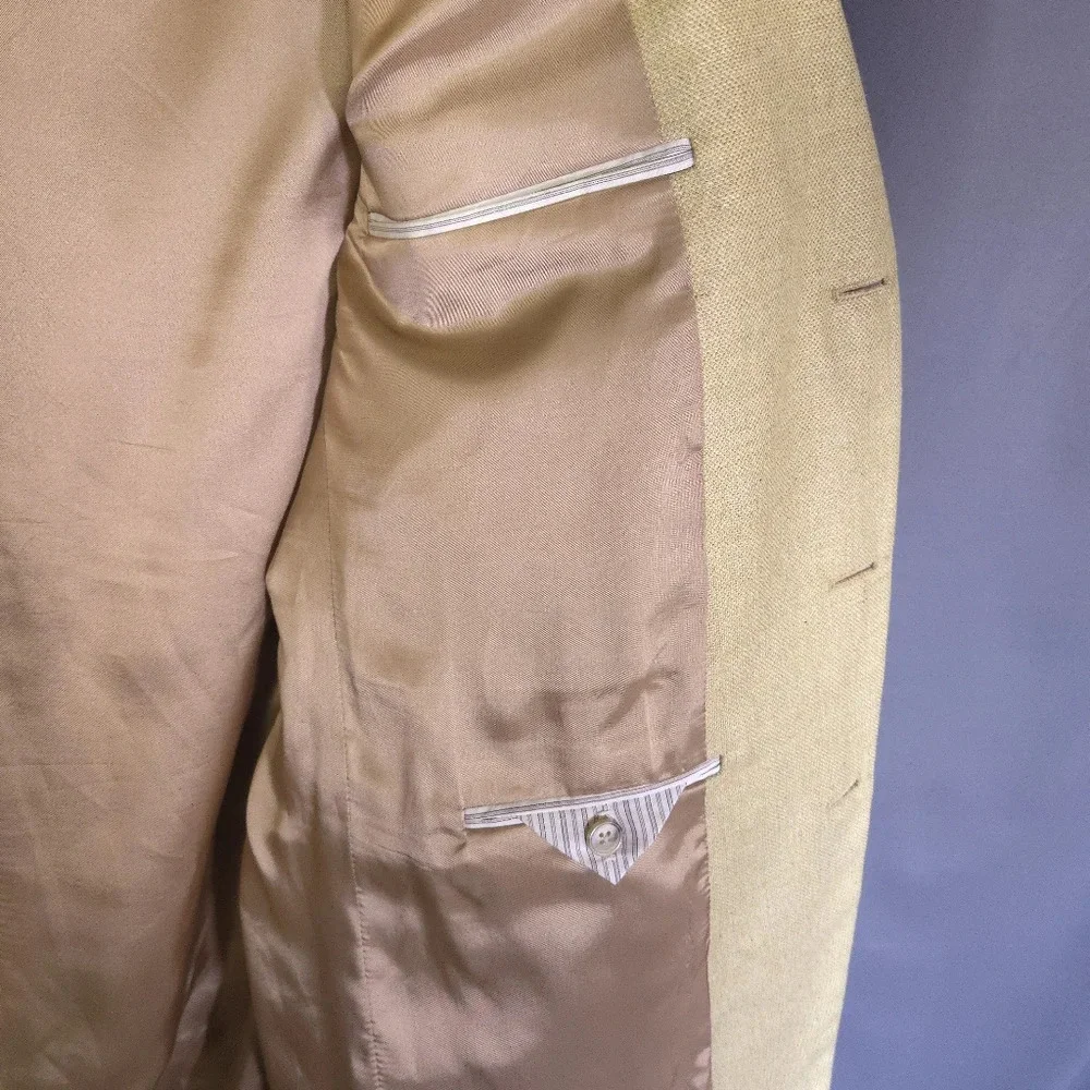 Joseph‎ Abboud American Soft Silk Wool Blend Sport Coat Blazer Tan Size 43L